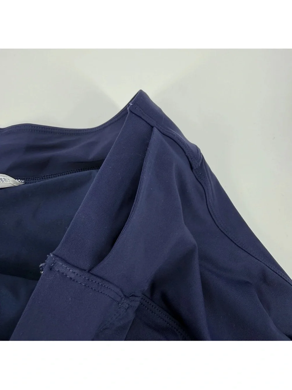 Lands End Swim Shorts Womens Size 18 Navy Blue Lined Stretch Pockets Flowy